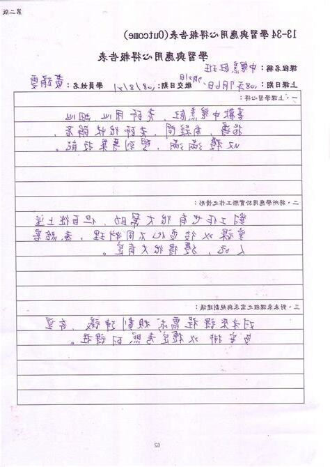上課心得報告範例