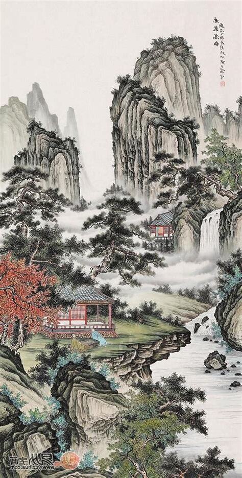 開門見山水畫