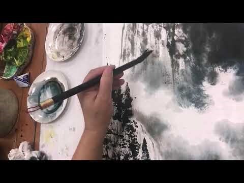 瀑布山水畫