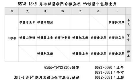 漢唐中醫門診表