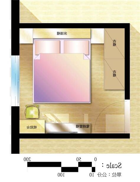 正方形房間擺設