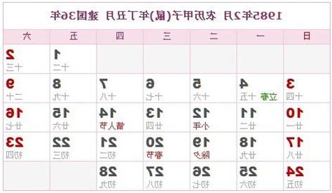 1985年農曆