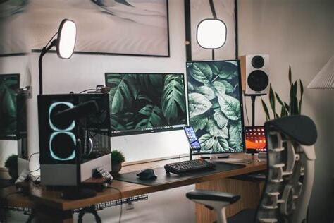 辦公桌電腦主機擺設