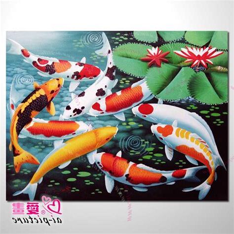 招財九魚圖